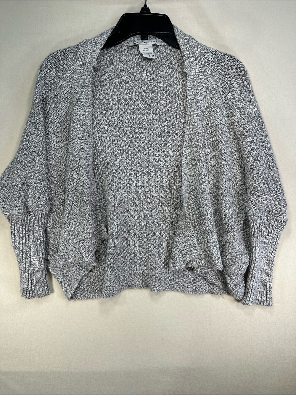 American Rag Marled Grey Slouchy Open Front Batwing Cocoon Cardigan S/M EUC